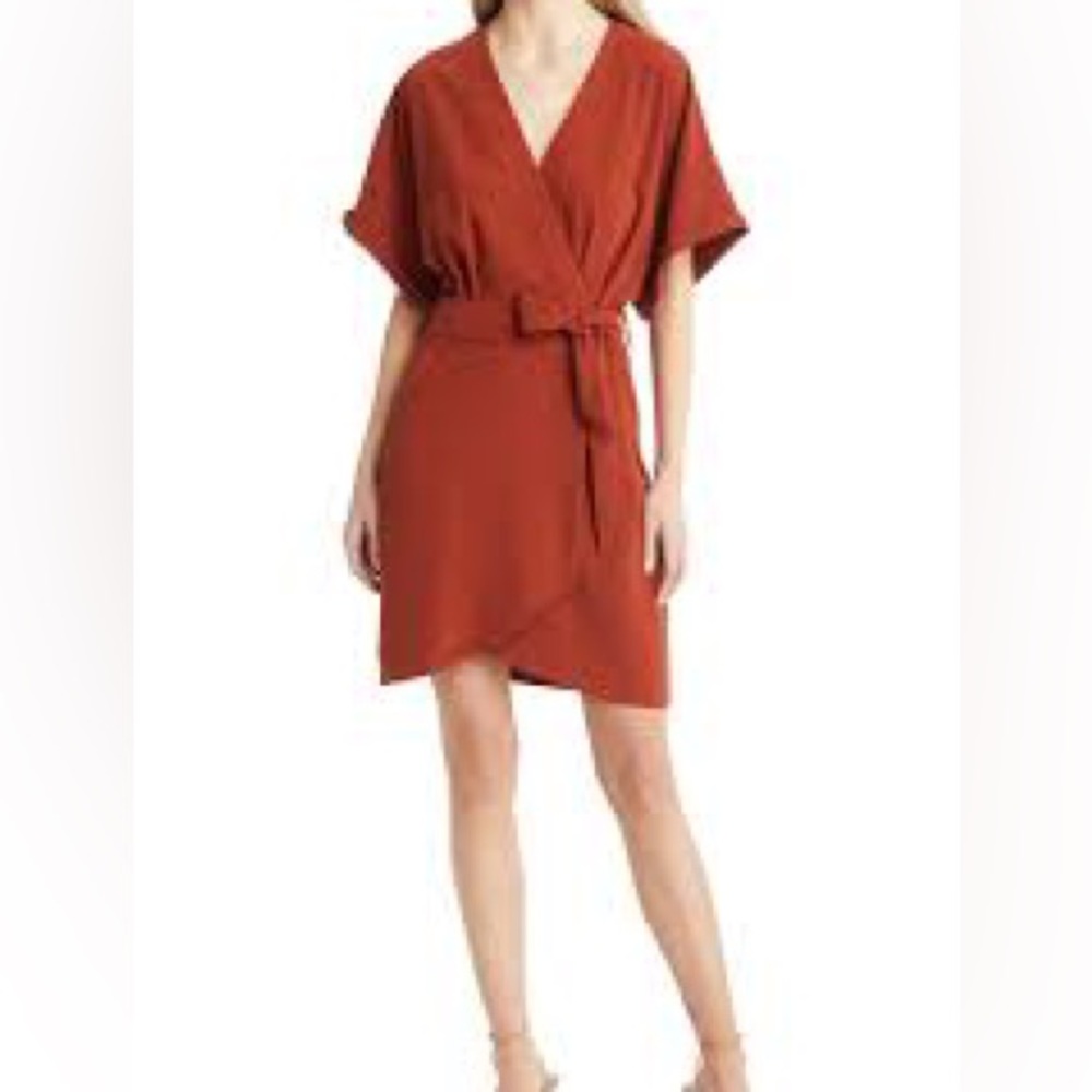 Charles Henry Dolman Wrap Dress - Rust -Size M - NWT